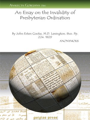 cover image of An Essay on the Invalidity of Presbyterian Ordination
